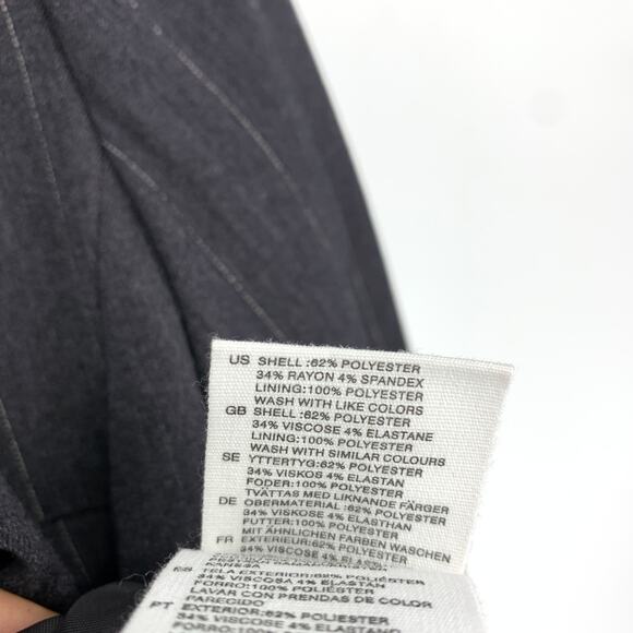 H&M Pant Suit Womens Sz 6 Single Button Blazer Straight Leg Pant Gray Pinstripe - Picture 7 of 13